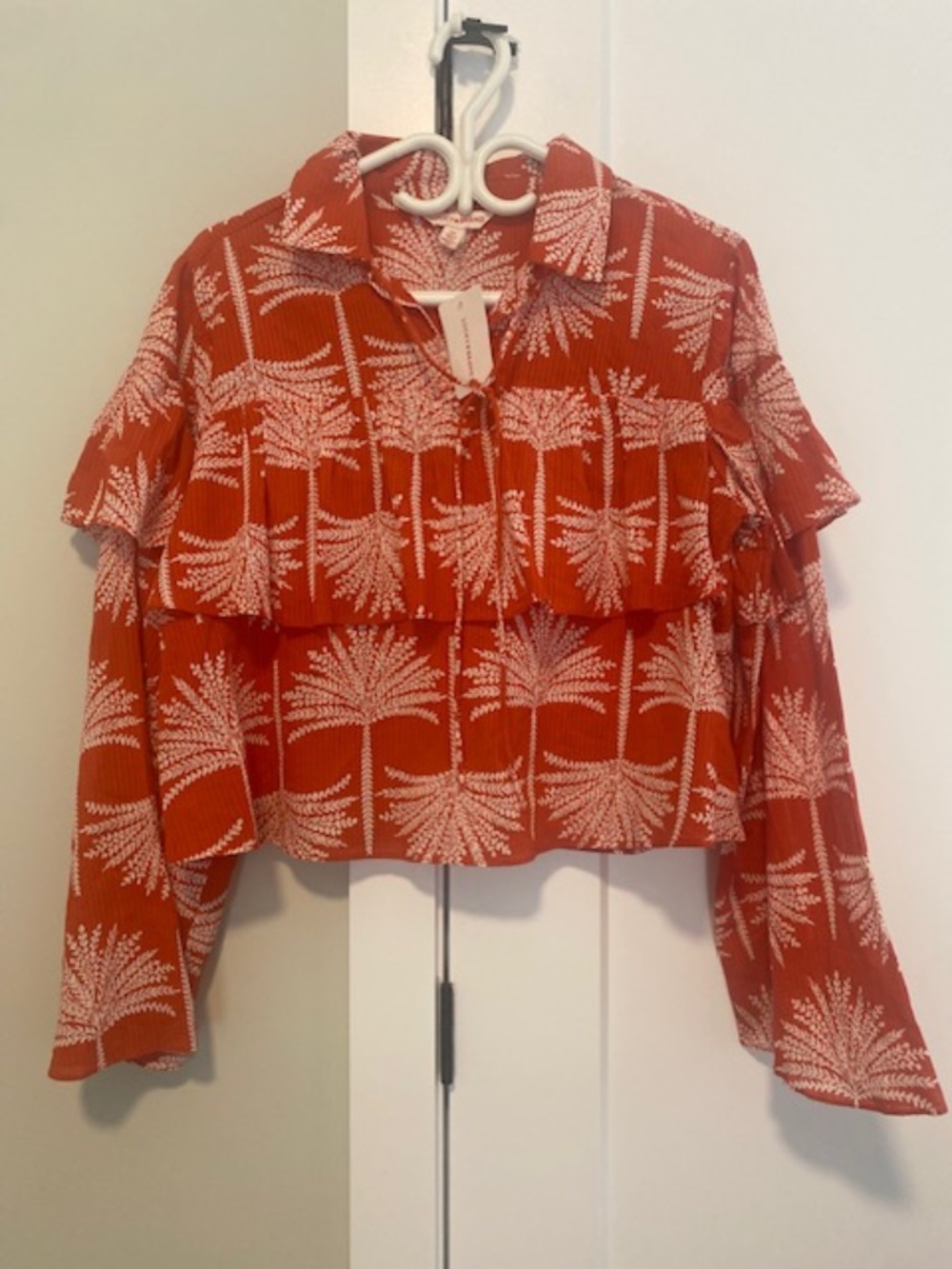 Lucky Brand Cotton Layered Orange Bohemian Blouse